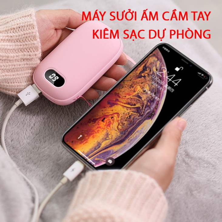 [Hàng Hot 2022] Máy Sưởi Ấm Cầm Tay Kiêm Sạc Dự Phòng - Dung Lượng Pin Lớn 6000mAh - Điều Chỉnh Nhiệt Từ 40-60 Độ