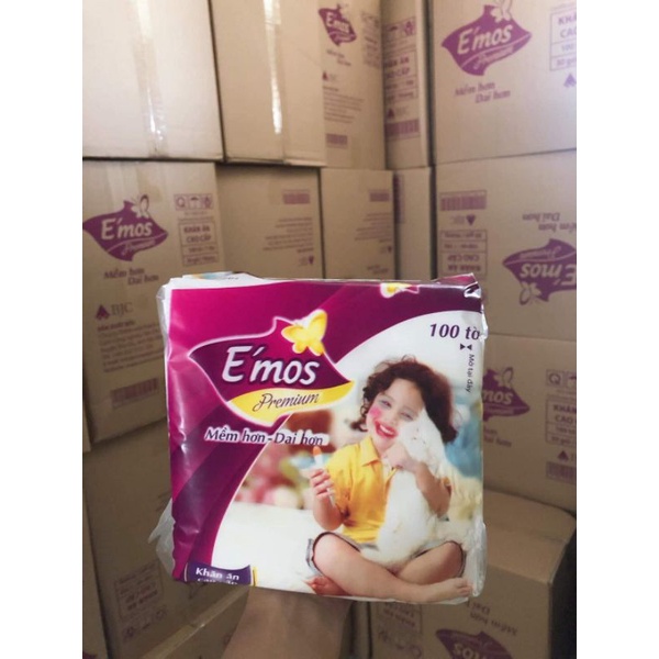 Combo 30 gói khăn vuông Emos 100tờ  bản lớn  330mm*330mm.