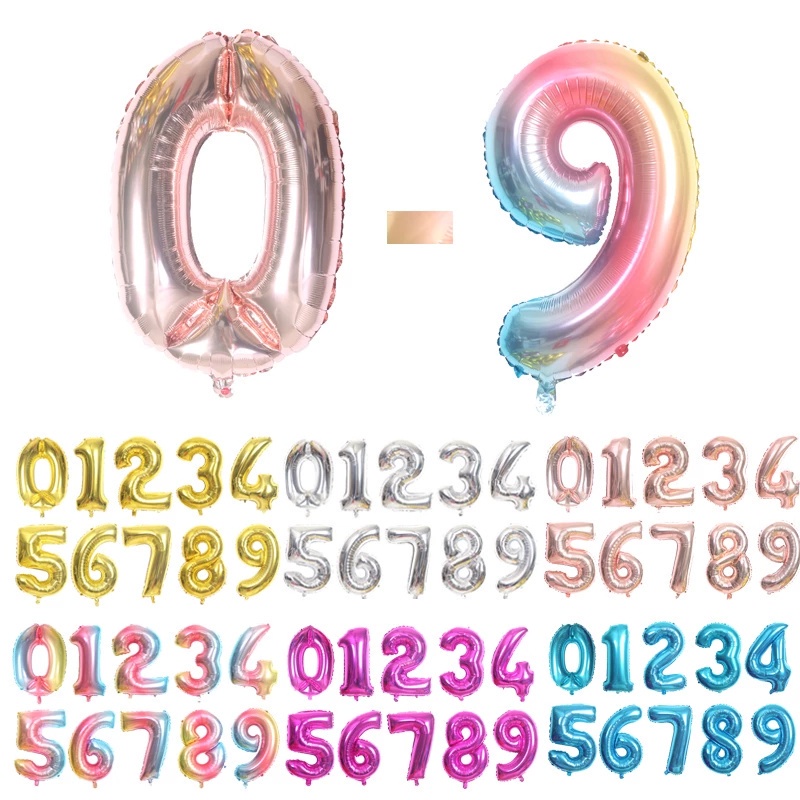Bong bóng lá nhôm 16inch hình chữ số trang trí tiệc sinh nhật