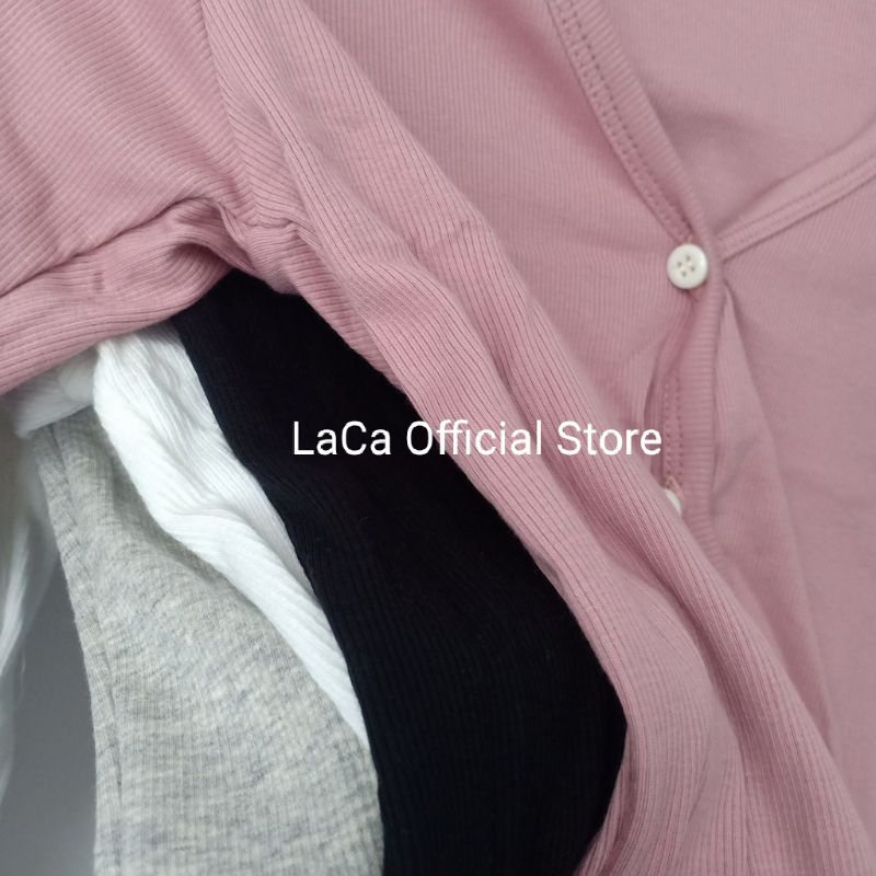 Áo Croptop Tay Dài Phối Cổ Chữ V Quyến Rũ LaCa E1-1 Áo Len Tăm Cổ V Dài Tay