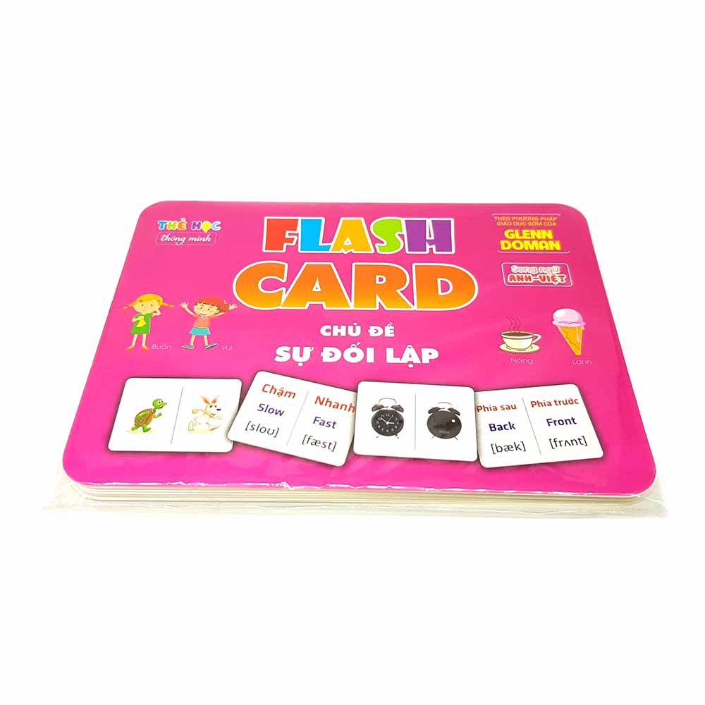 Flash card Theo phương pháp giáo dục sớm của Glenn Doman – Thẻ học thông minh (song ngữ Anh Việt) - Chủ đề: Sự đối lập T