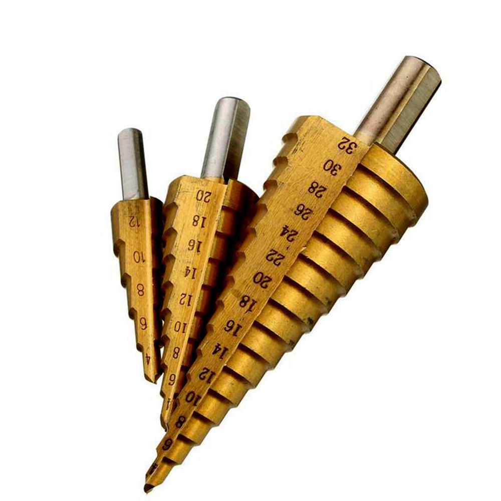 Set 3 Mũi Khoan Mạ Titan 4-12 4-20 4-32mm Chuyên Dụng