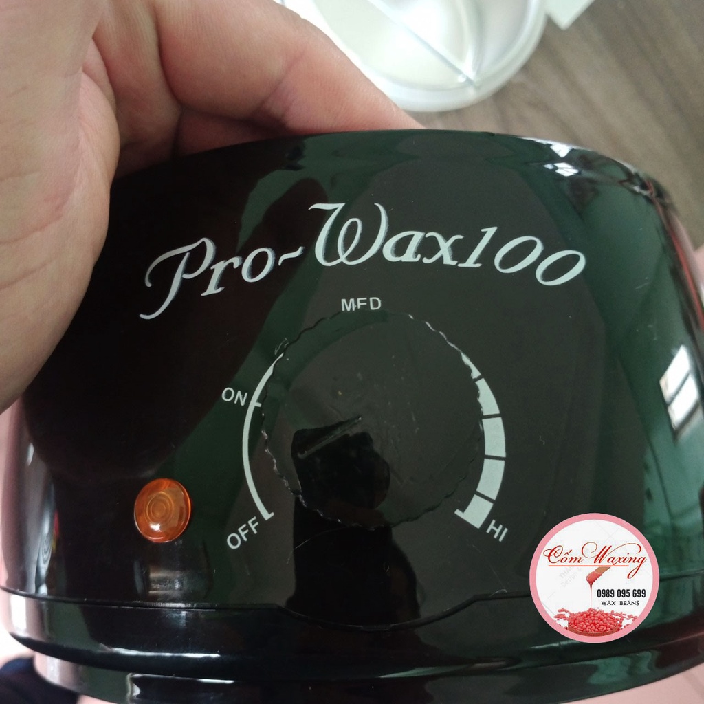 Bộ Wax đầy đủ nồi nấu sáp Pro wax 100(3 màu Đen Trắng Hồng)+ sáp wax nóng hạt đậu dừa 100g + que lấy sáp