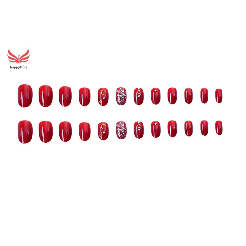Bộ 24 móng tay giả đầu tròn loại dán keo bền tiết kiệm thời gian thời trang làm quà tặng dành cho nữ