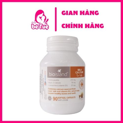 Milk Calcium BIO ISLAND for kids - Viên sữa canxi tăng chiều cao cho bé, 90 viên