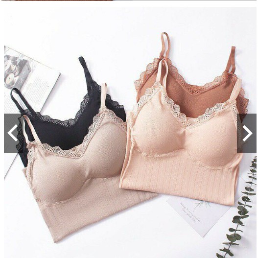 Áo bra hai dây dáng dài gân tăm mềm mịn TÚI ZIP