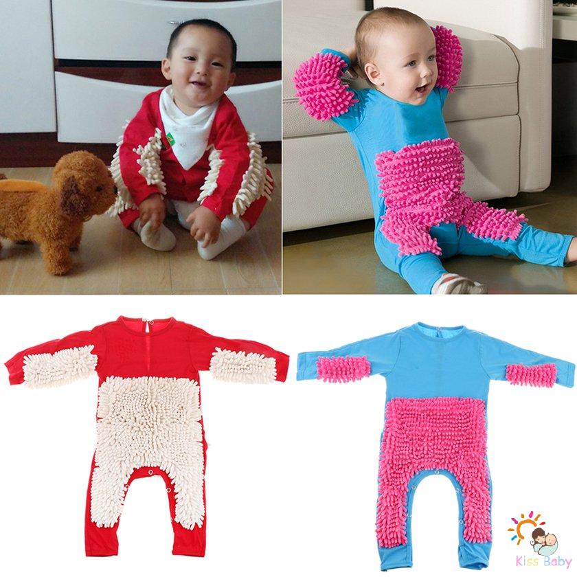 Bộ đồ áo liền quần kèm vải lau nhà dành cho bé sơ sinh