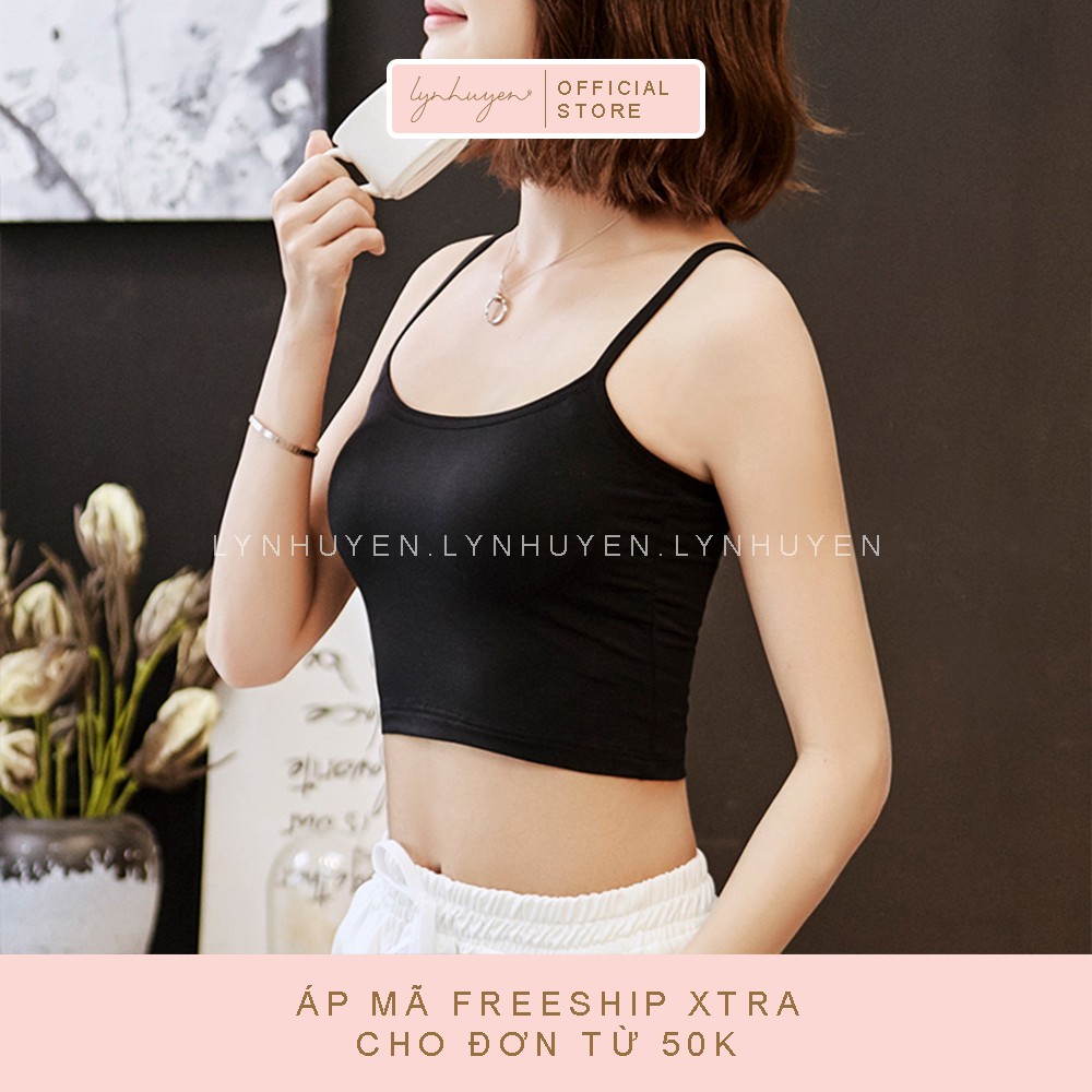 [Mã SKAMLSW194 giảm 100% đơn 50K] Áo 2 Dây Nữ Croptop Có Mút Ngực Cotton Mịn Lynhuyen - 3 Màu - A005