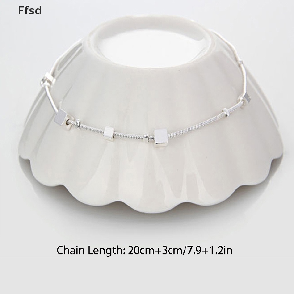 Lắc Chân Mạ Bạc 925 Hình Khối Vuông Thời Trang Đi Biển