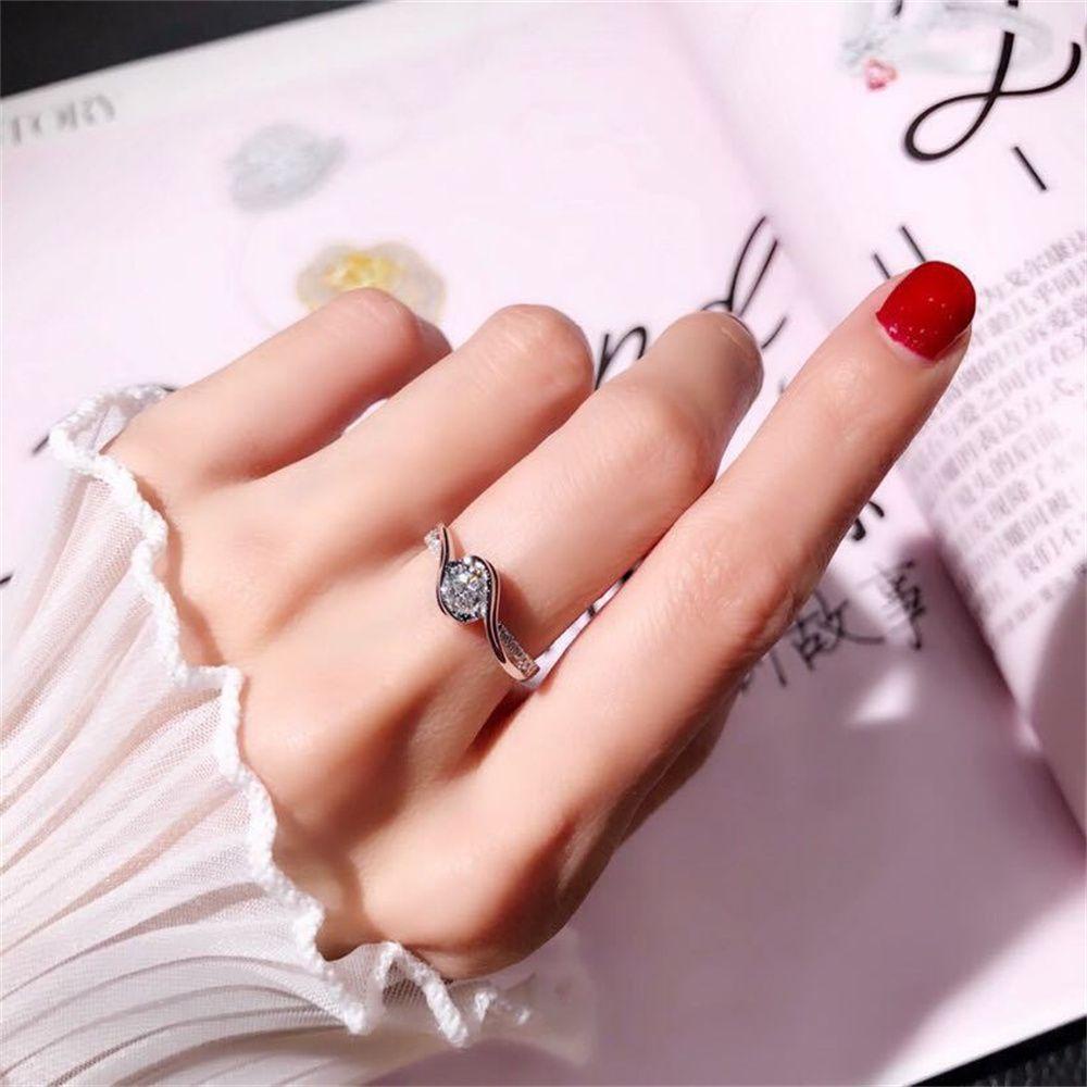 ROSE Nhẫn Cưới Đính Đá Sapphire Trắng Size 6-10