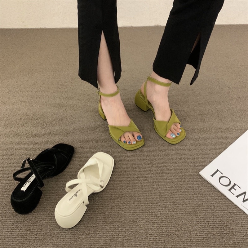 Giày Sandal Cao Gót Cài Khóa Đính Nơ Phong Cách Thời Trang Hàn Quốc Hàng Mới Dành Cho Nữ 2022