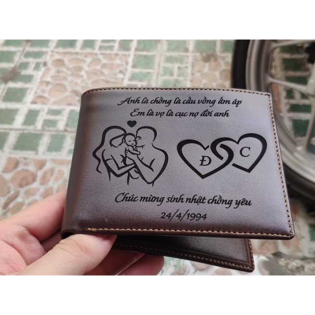 Ví Da Khắc - In Màu theo yêu cầu Saigon leather VKT001