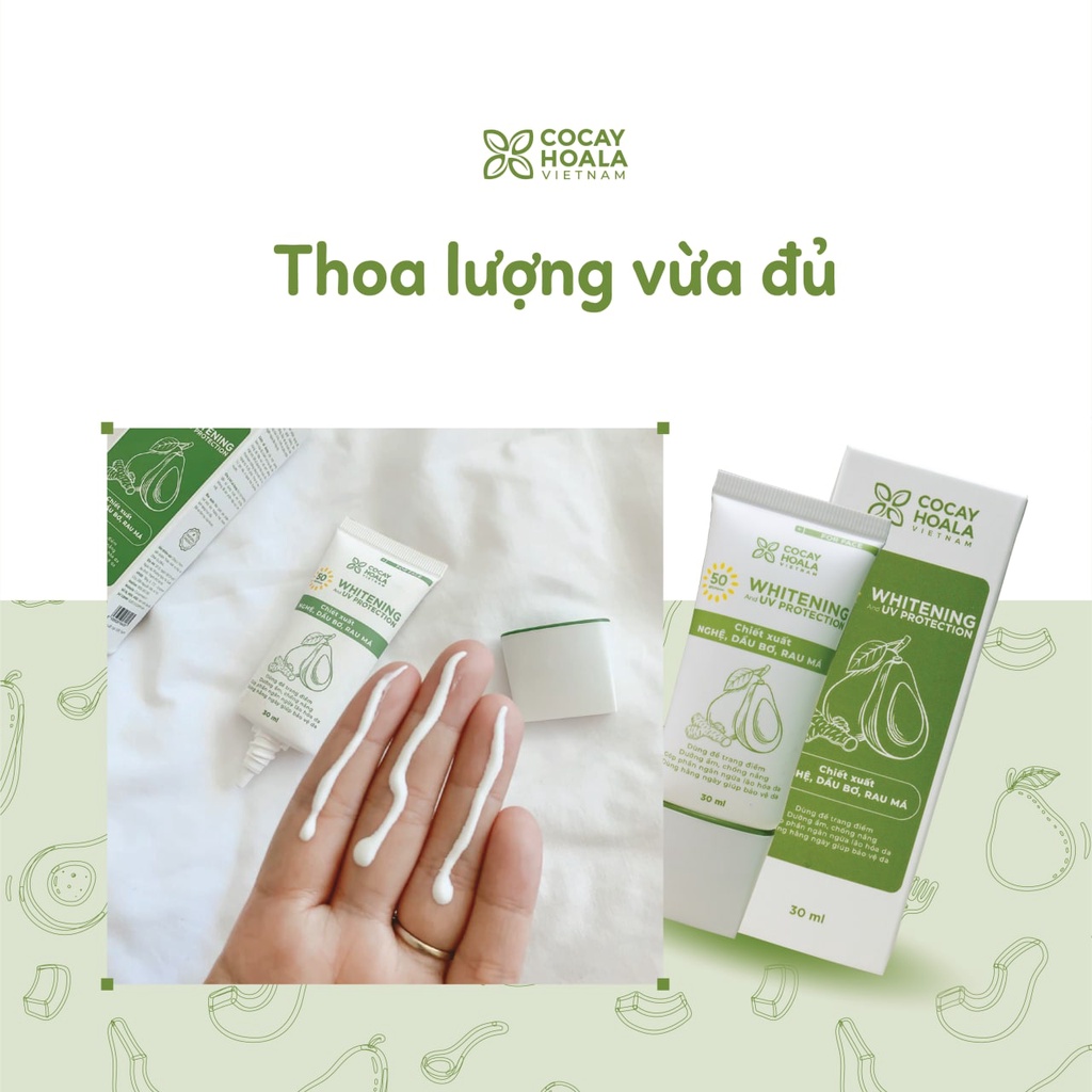 Kem Chống Nắng Bơ Nghệ Cỏ Cây Hoa Lá Vietnam - kiềm dầu, chống thấm nước, nâng tông da- Dung tích 30ml