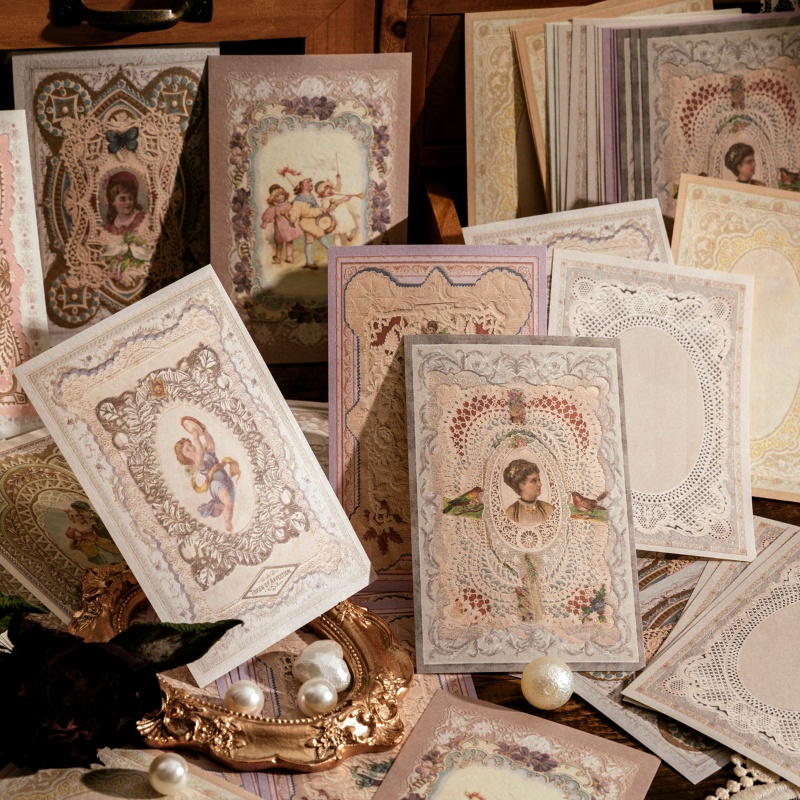 Bộ 50 Giấy Ren  Sổ Lưu Niệm Trang Trí vintage