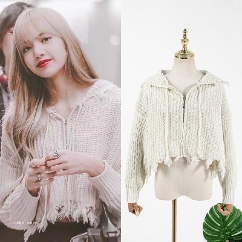 Áo khoác len có mũ giống Lisa BLACKPINK, Triệu Lộ Tư