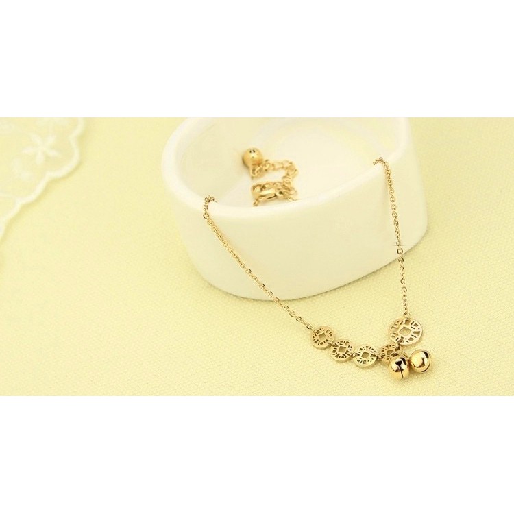 Lắc chân titan hình đồng tiền cổ màu vàng tươi (24k) | BigBuy360 - bigbuy360.vn