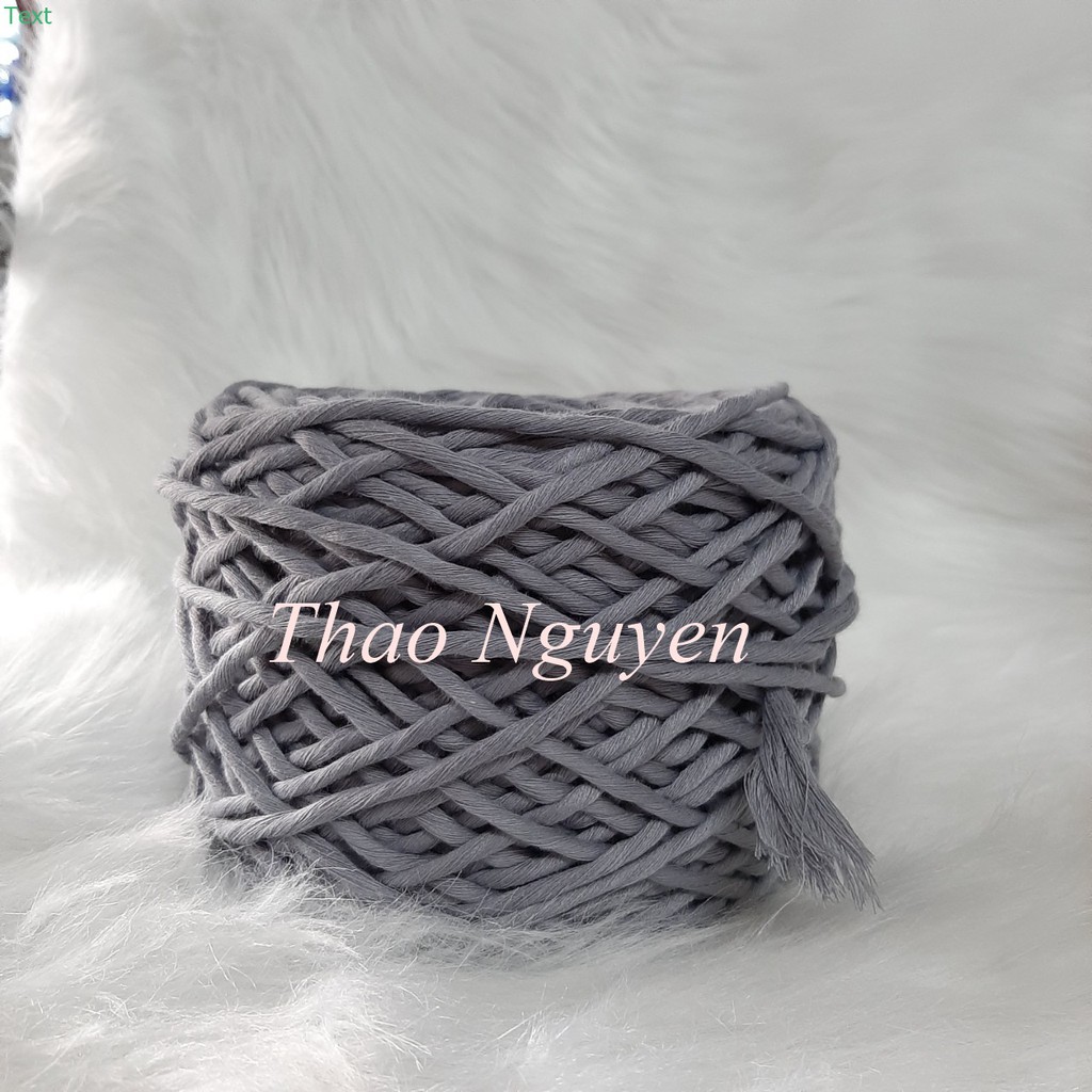 ( ẢNH THẬT )Dây thừng se macrame , dây cotton màu XÁM .( 3mm và 5mm)