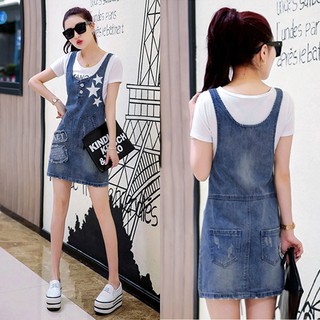 Cao cấp yếm jean nữ in họa tiết ngôi sao 3901