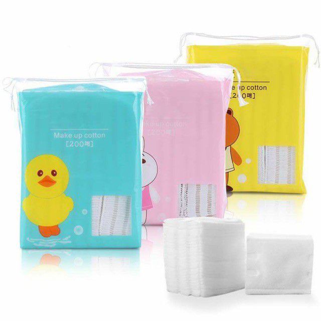Bông Tẩy Trang 200 Miếng Thỏ Gấu Vịt 100% Cotton