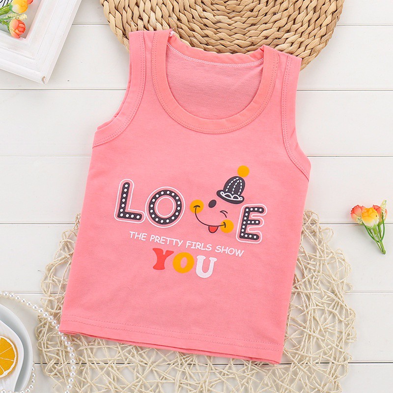 Áo khoác sát nách vải cotton mềm thoáng khí in họa tiết hoạt hình phong cách Hàn Quốc cho bé
