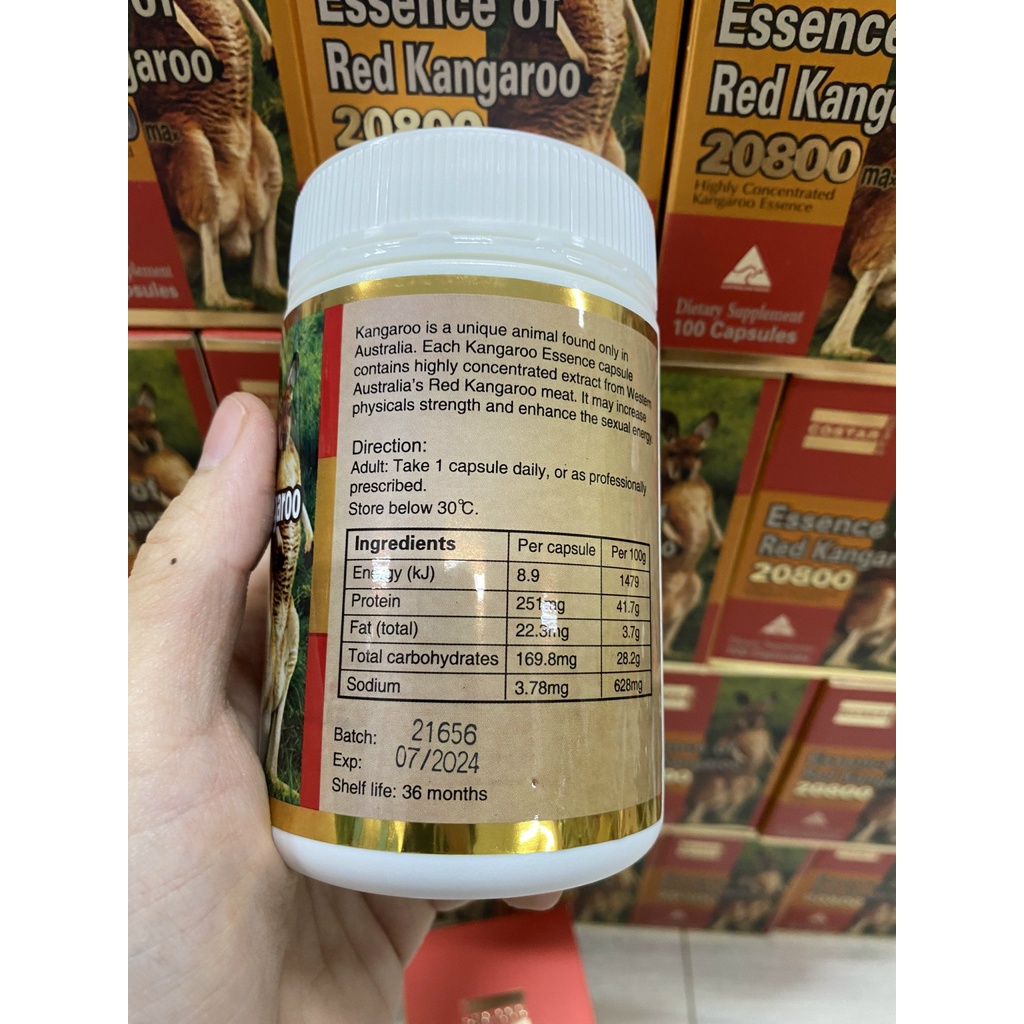 Tăng cường sinh lý nam,Yếu sinh lý, Xuất tinh sớm, Bổ thận tráng dương,Costar Essence Of Red Kangaroo 20800 max 100 viên