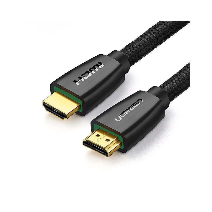 Dây cáp HDMI mạ vàng Ugreen 40408 hỗ trợ Full HD 4Kx2K 2 đầu đực, bọc dù chống đứt