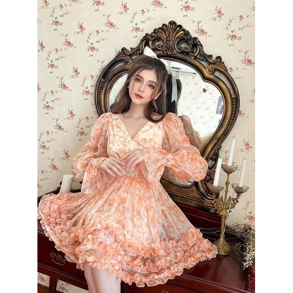 Bel Ange - Đầm voan tơ đính bèo xoè Lily Dress