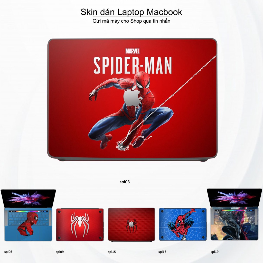 Skin dán Macbook mẫu người nhện Spiderman (đã cắt sẵn, inbox mã máy cho shop)