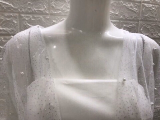 Đầm dự tiệc có mút ngực tay phối lưới kim tuyến váy xòe | BigBuy360 - bigbuy360.vn