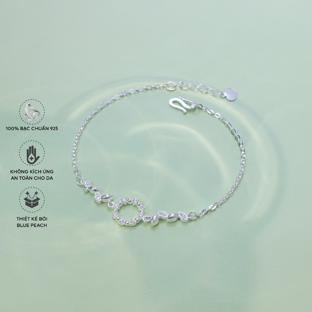 Lắc Tay Bạc Blue Peach Vòng Tròn và Lá LT586