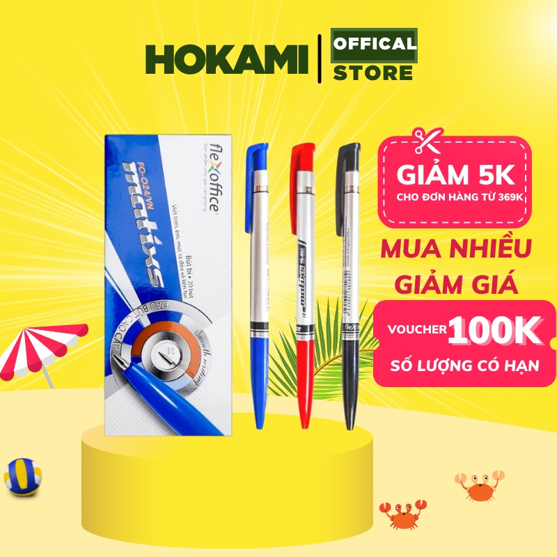 Bút bi thiên long - hộp 20 bút bi thiên long ngòi 0.7mm - TL024 - màu đen/đỏ/xanh - văn phòng phẩm HOKAMI STORE