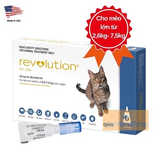 Nhỏ Gáy Revolution (Mỹ) Diệt Ve, Rận, Bọ Chét - Diệt Nội Ngoại Ký Sinh Trùng Cho Chó Mèo - 1 tuýp