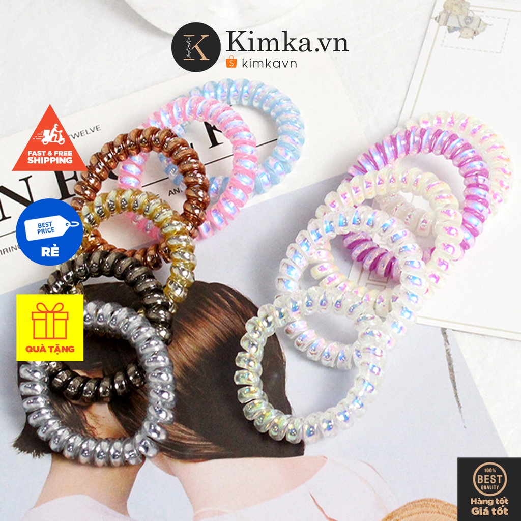 (0253) Chun Buộc Tóc Lò Xo Xoắn Sáng Ánh Nhiều Màu Lựa Chọn
