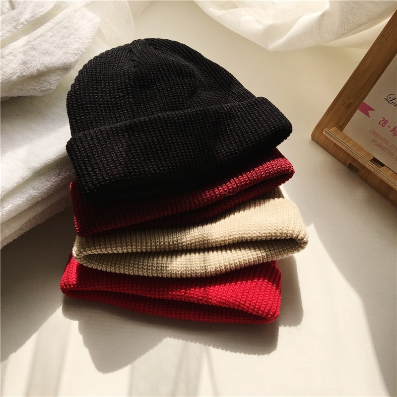 Nón len thời trang phối màu trơn đơn giản phong cách unisex