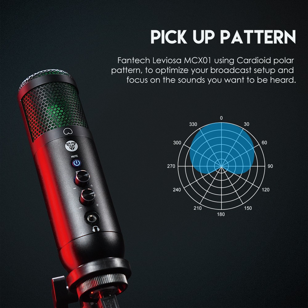 Micro Thu Âm Livestream Chuyên Nghiệp FANTECH MCX01 LEVIOSA LED RGB Âm Thanh Chất Lượng Cao - Hãng Phân Phối Chính Thức