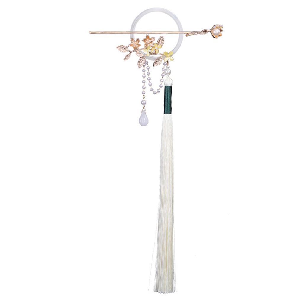 Trâm cài giữ tóc vòng tròn tua rua phối hoa đơn giản thanh lịch phong cách cổ điển Hàn Quốc cho nữ