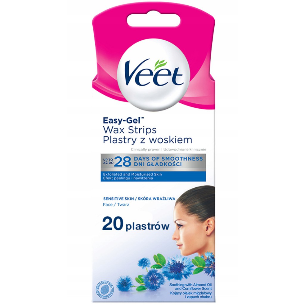Tẩy Lông Mặt Ria Mép Da Nhạy Cảm Veet Wax Strips 20 Miếng | BigBuy360 - bigbuy360.vn