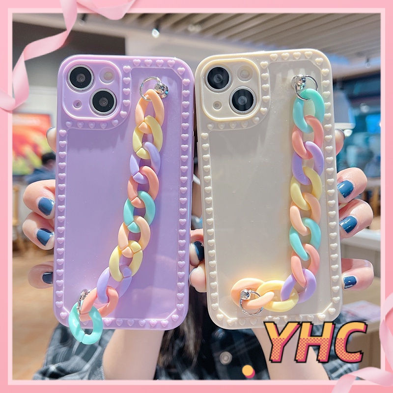 ốp iphone Họa Tiết Trái Tim Có Dây Đeo Tay tương thích Iphone6 6splus 7 7plus 8 8plus XR X XS 11 12 Pro max Plus Promax max-彩链020