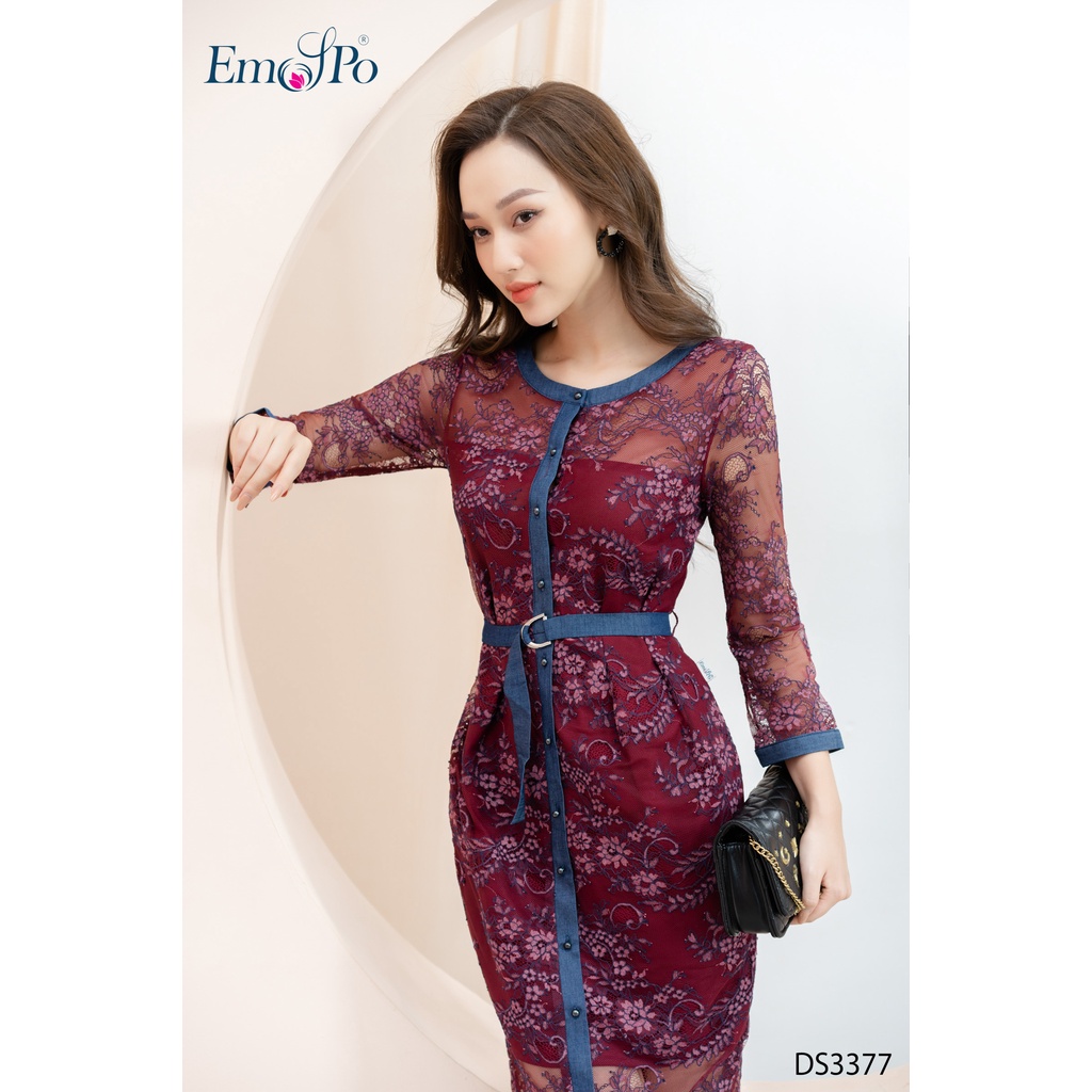 Đầm cổ tròn Emspo tay dài DS3377