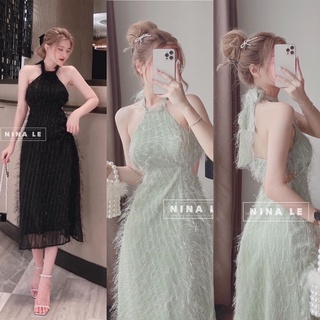 Váy đầm nữ dáng xòe cổ yếm hở lưng quyến rũ