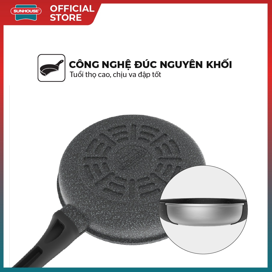 Chảo Đá Chống Dính SUNHOUSE SBD28 - Đường kính 28cm - Không dùng được với bếp từ - Hàng Chính Hãng