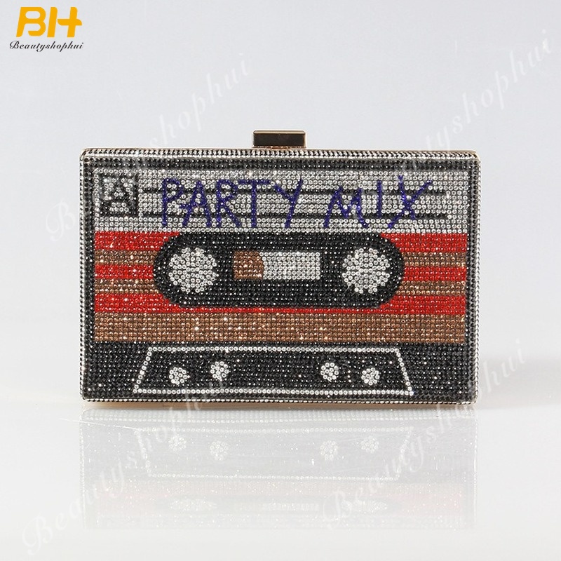 Ví Cầm Tay Đính Kim Cương Giả Phong Cách Âu Mỹ Retro Mới Cho Nữ Dự Tiệc