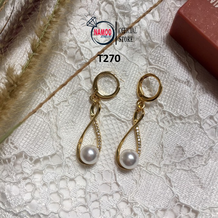Bông tai nữ sành điệu T270 Mạ vàng 18k Hoa Tai Đính Đá Nữ Namoo Jewelry