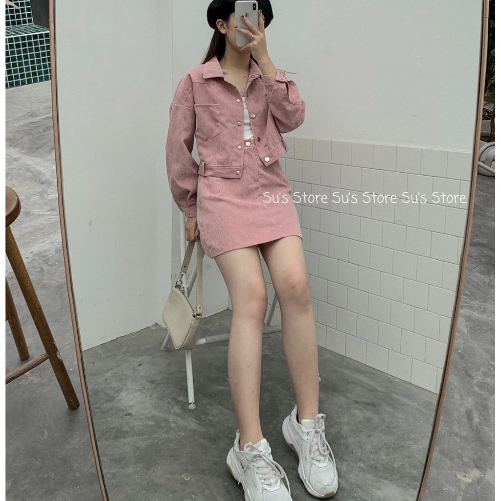 - Hàng nhập khẩu Set áo khoác kaki croptop 💖HÀNG LOẠI 1💖 Set áo khoác croptop mix chân váy kaki Liên hệ mua hàng 084.2