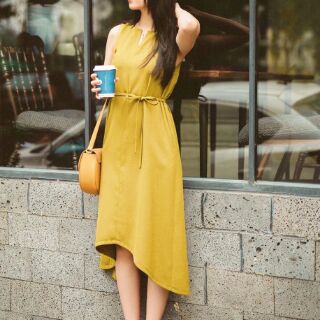Đầm Dáng Suông lệch tà 2 màu ( kèm ảnh thật)