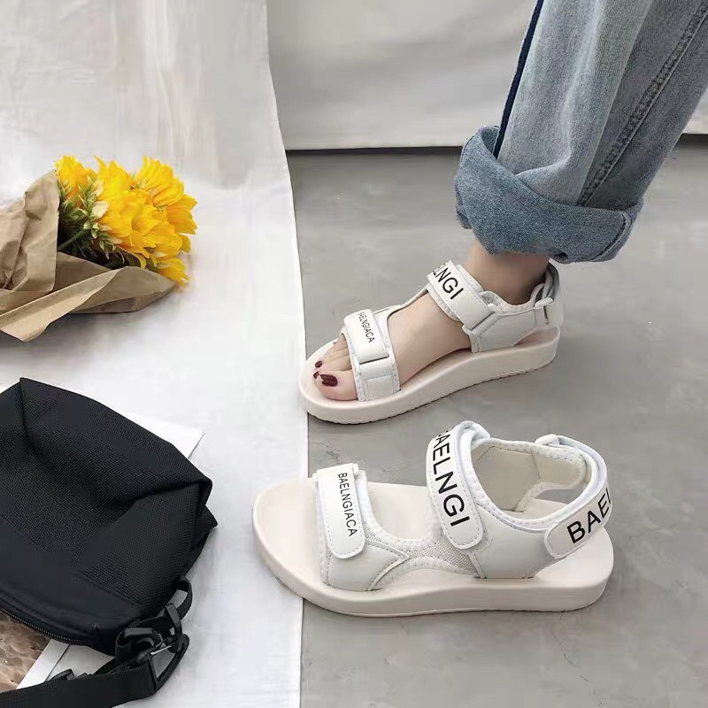 Sandal nữ quai ngang chữ siêu xinh - đế bằng có quai hậu, đế bánh mì siêu êm dùng đi học đi chơi đi biển, hot 2020