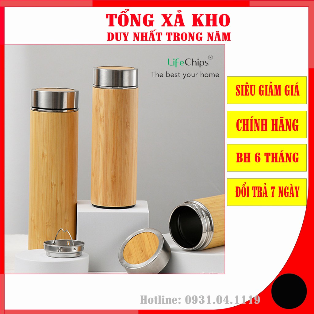 Bình giữ nhiệt gỗ cao cấp 450ml, Ruột Inox 304 Bền nhiệt lên tới 12h, Bảo hành 6 tháng