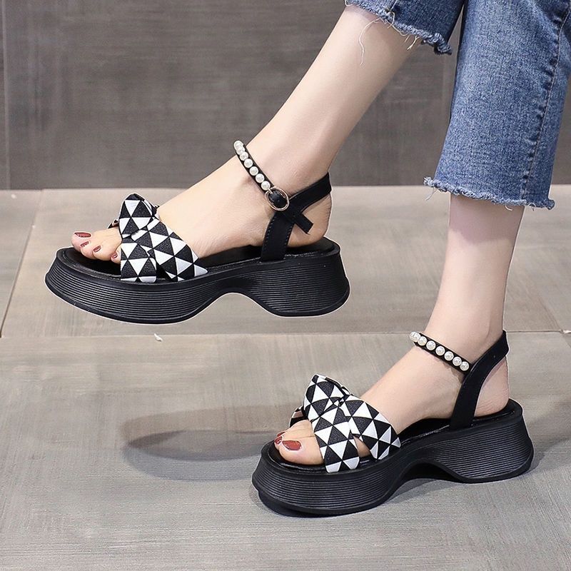Giày Sandal Thể Thao Đế Mềm Dày Thời Trang Mùa Hè
