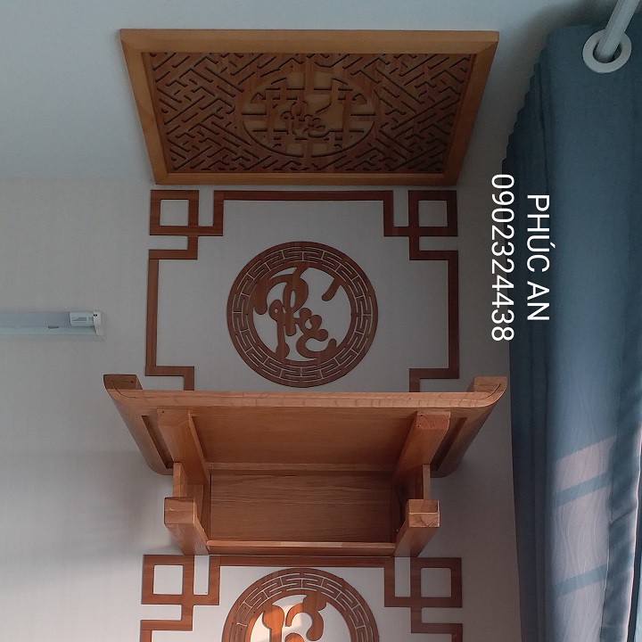 Mẫu bàn thờ treo tường 2 tầng đẹp nhất tphcm mã 4PL60CVSize 60 x 40 trọn bộ đầy đủ y như trong hình Rạch Giá Phú Quốc