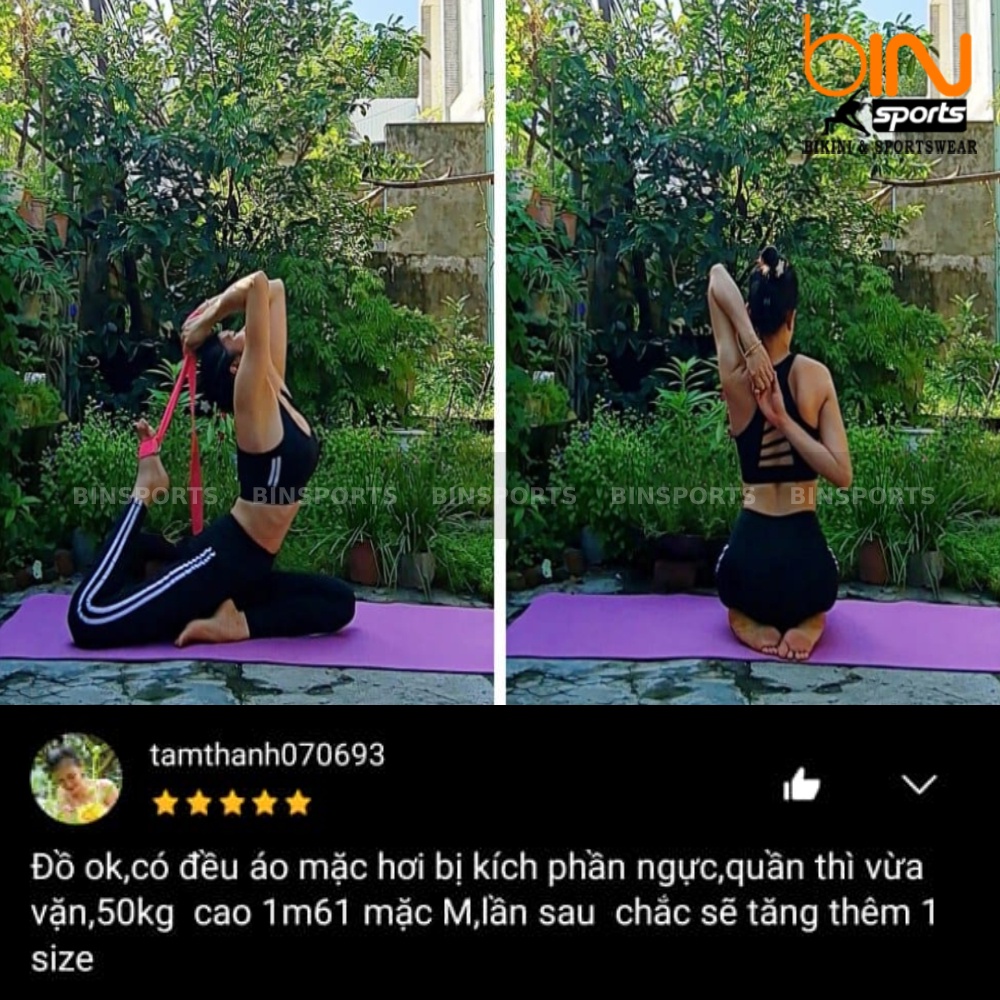 Bộ tập thể thao gym yoga nữ áo bra quần dài kèm mút cao cấp Bin Sport BD106